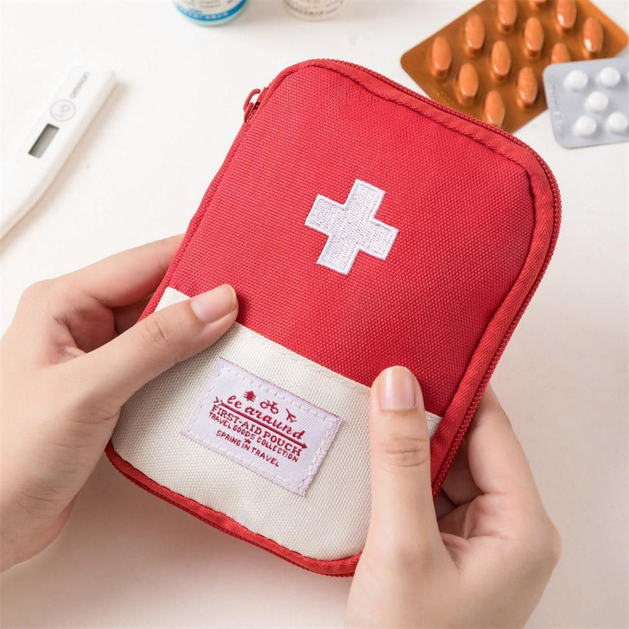 Set of 3 Portable Travel Medical Bags Organiser for Home Emergency Storage Use - Red