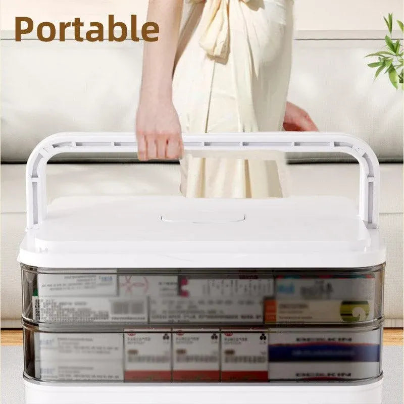 4 Layer Medicine Box Portable Medical Storage Family First Aid Emergency Box