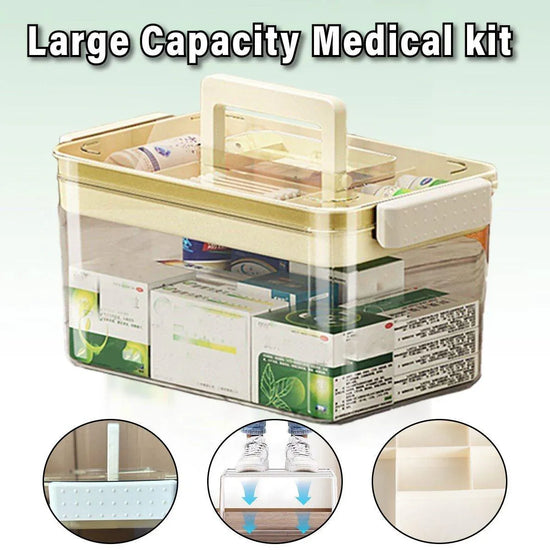 Large Capacity Two-Layer Medicine Box Household Transparent Medical Storage Box