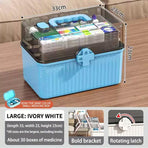 Large Capacity Medicine Cabinet Multi Layer Storage Box for Household First Aid - Blue