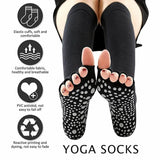 Women Long Massage Pilates Socks Yoga Socks Non Slip Socks Medium Open - Medium Open Toe Black - Low Angle