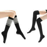 Women Long Massage Pilates Socks Yoga Socks Non Slip Socks Medium Open - Medium Open Toe Dark Gray - Side View
