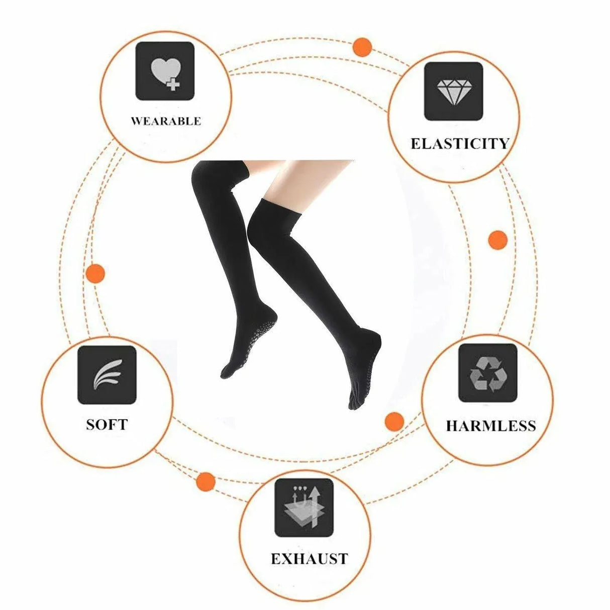 Women Long Massage Pilates Socks Yoga Socks Non Slip Socks Medium Open - Medium Open Toe Dark Red