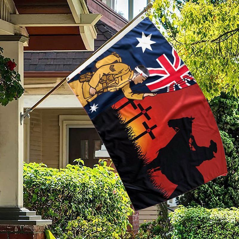 Lest We Forget Flag  Australian War Horse Flag ANZAC Day Remembrance Flag