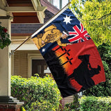 Lest We Forget Flag  Australian War Horse Flag ANZAC Day Remembrance Flag - 45-Degree Angle