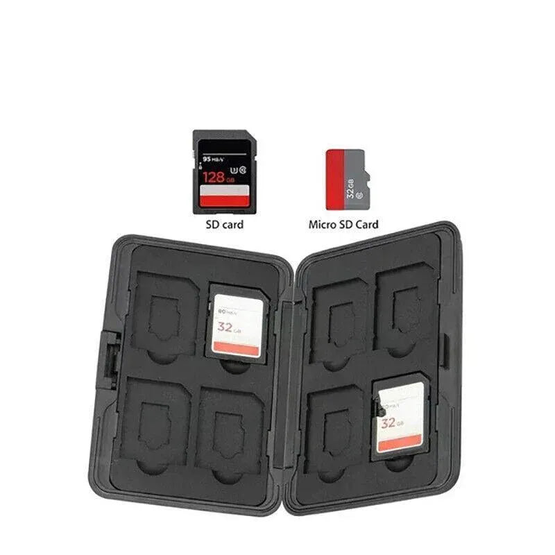 Waterproof Memory Card Case Holder for SD MicroSD SDHC TF Cards Black Silver - Silver
