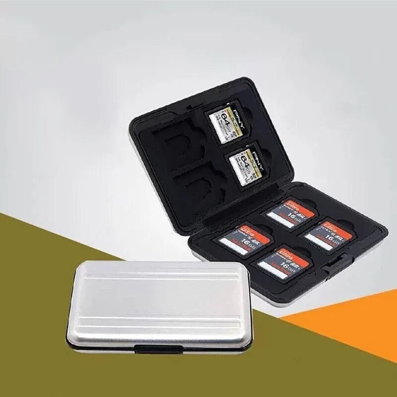 Waterproof Memory Card Case Holder for SD MicroSD SDHC TF Cards Black Silver - Silver