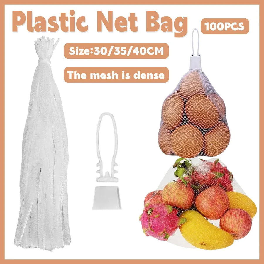 100pcs Nylon Mesh Bag Egg Storage Close Eye Plastic Mesh for Fruits Vegetables - 35cm