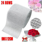 9m Diamante Diamond Ribbon Crystal Silver Rhinestone Mesh Wrap Wedding Party
