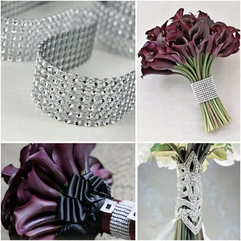 9m Diamante Diamond Ribbon Crystal Silver Rhinestone Mesh Wrap Wedding Party