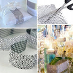 9m Diamante Diamond Ribbon Crystal Silver Rhinestone Mesh Wrap Wedding Party
