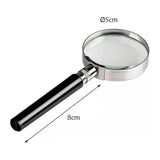 Magnifying Glass 5X Handheld Metal Frame 50mm Loupe - Side View