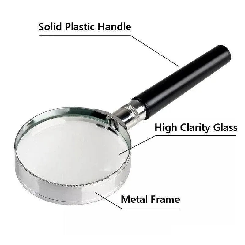 Magnifying Glass 5X Handheld Metal Frame 50mm Loupe