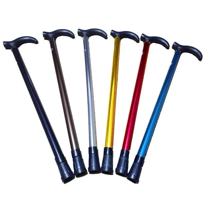 Metal Walking Stick Travel Retractable Cane Pole Compact Adjustable Lightweight - Blue