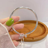 Bangle Bowknot Bells Bracelet Korean Opening Wrist Chain Women Silver Bracelet - Moebius strip - Top-Down View