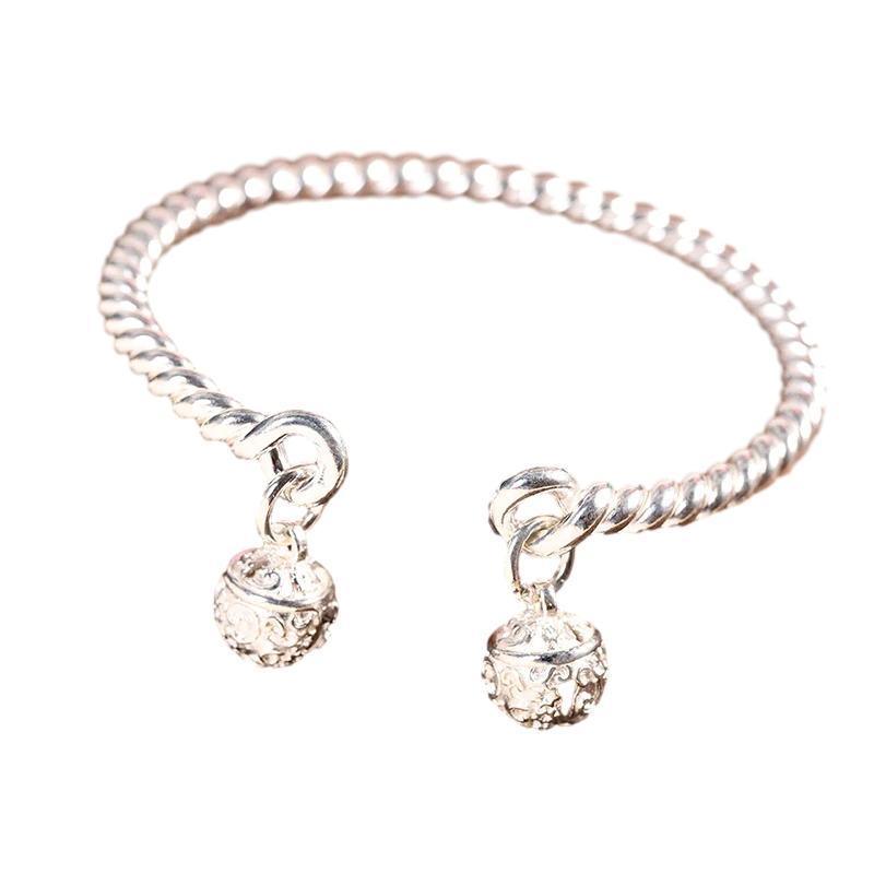 Bangle Bowknot Bells Bracelet Korean Opening Wrist Chain Women Silver Bracelet - Moebius strip