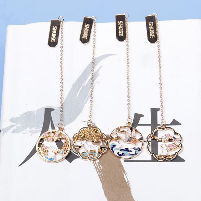 Metal Rabbit Bookmark Tassel Book Pendant Retro Clip School Office Supplies Gift - Cat