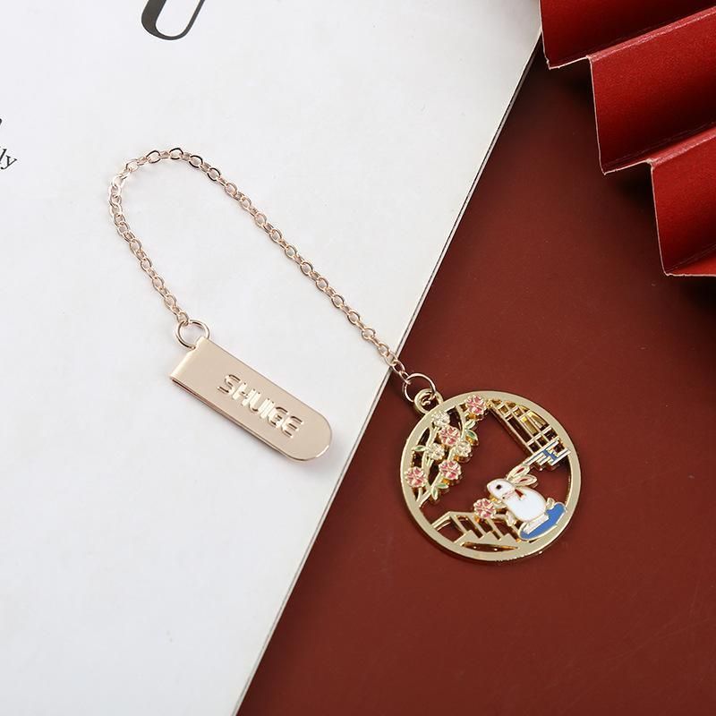Metal Rabbit Bookmark Tassel Book Pendant Retro Clip School Office Supplies Gift - Cat