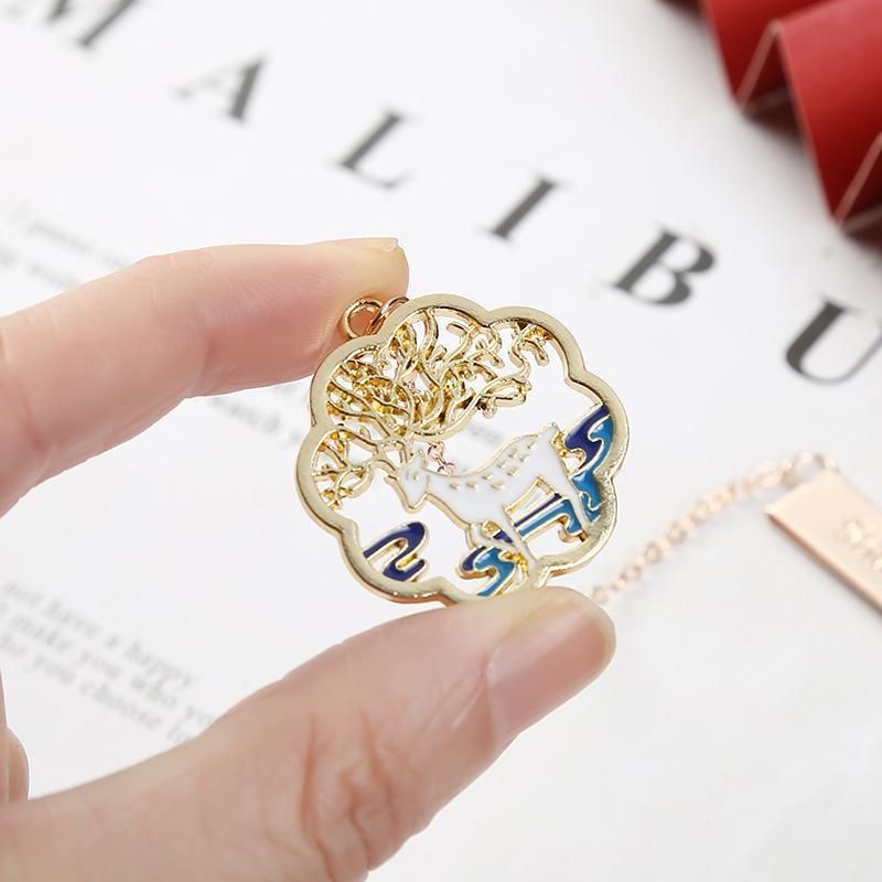 Metal Rabbit Bookmark Tassel Book Pendant Retro Clip School Office Supplies Gift - Cat