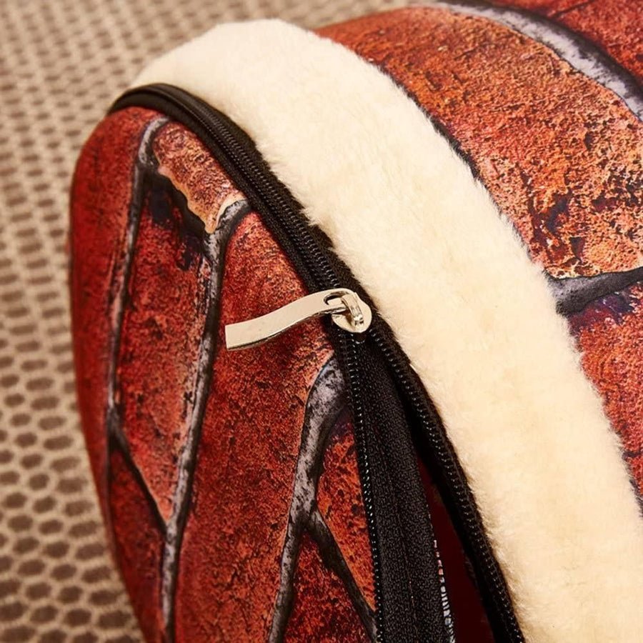 L Size Pet House Kennel Soft Igloo Beds Cave Cat Puppy Bed Warm Cushion Fold - Brick