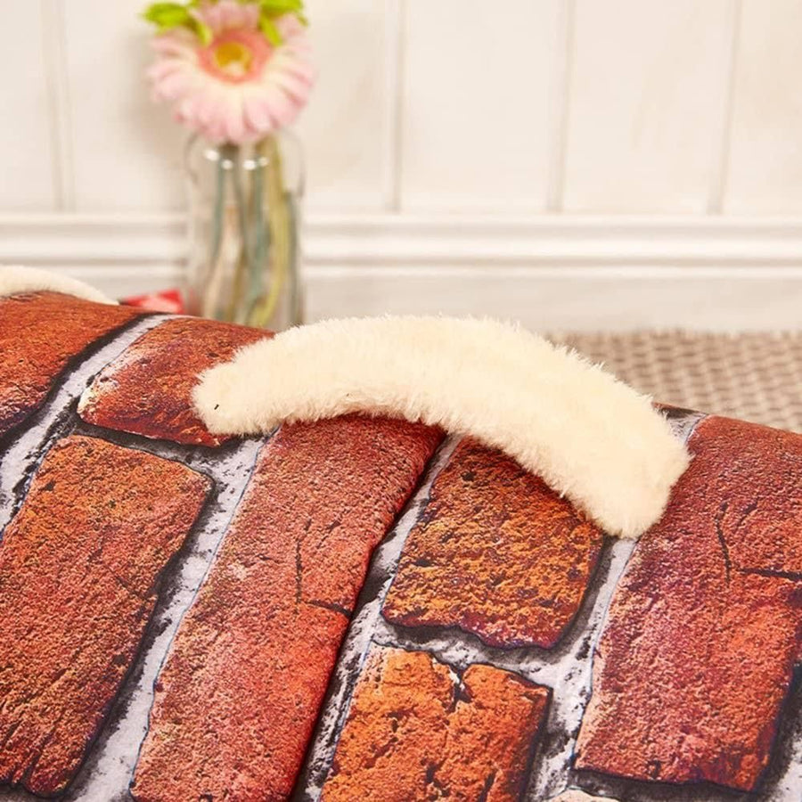 L Size Pet House Kennel Soft Igloo Beds Cave Cat Puppy Bed Warm Cushion Fold - Brick