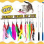 12PCS Cat Feather Teaser Wand Set Interactive Toy for Kittens and Cats Gift