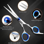 7PCS Pet Grooming Scissors Set Straight Curved Dog Cat Cutting Thinning Shears