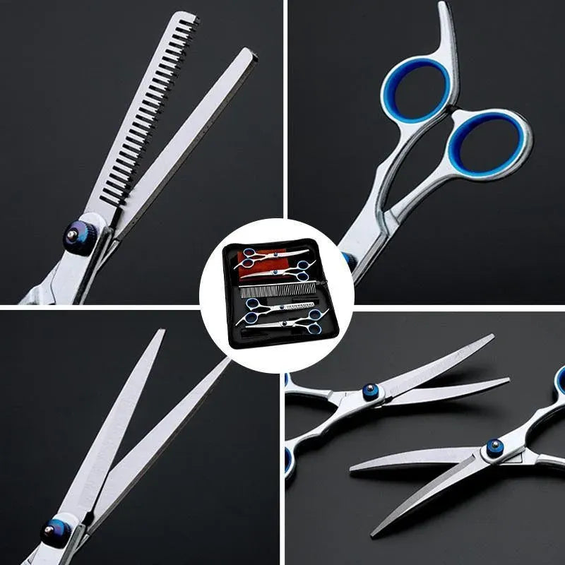 7PCS Pet Grooming Scissors Set Straight Curved Dog Cat Cutting Thinning Shears
