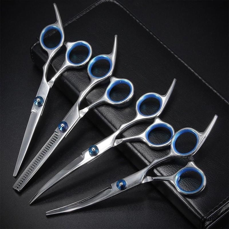 7PCS Pet Grooming Scissors Set Straight Curved Dog Cat Cutting Thinning Shears