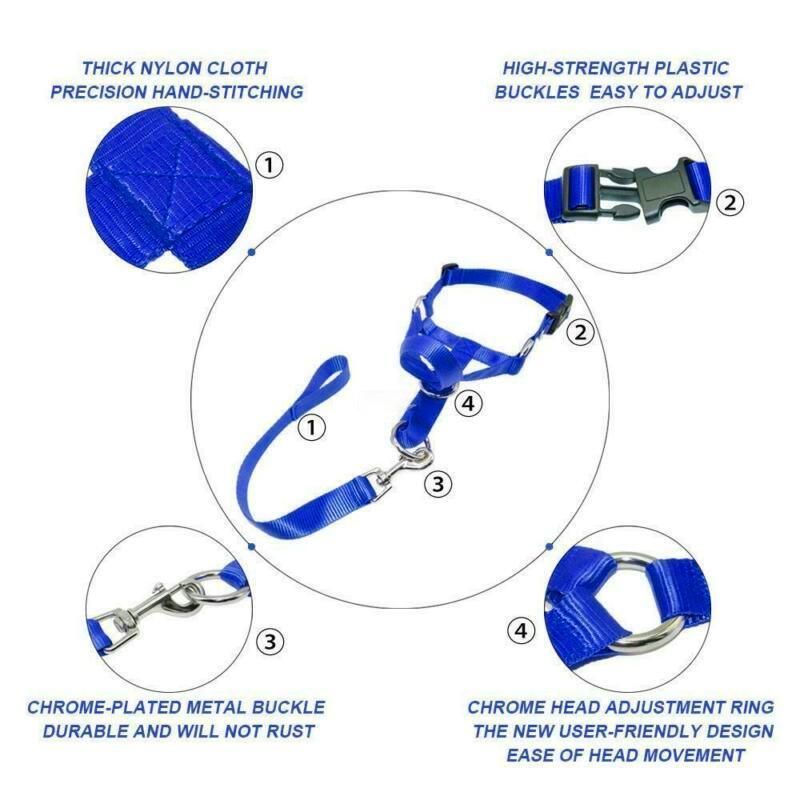 Black Dog Training Head Collar Halter Stop Pulling Training Tool Harness Strap Leader - M