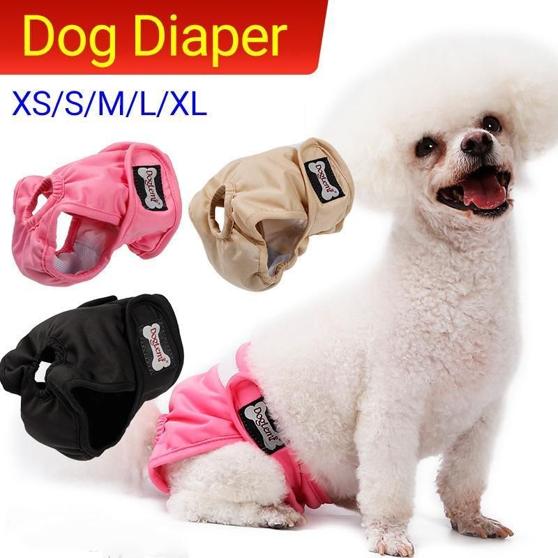 Female Dog Puppy Nappy Diapers Wrap Band Sanitary Pants Underpants XS-XL Black - XL