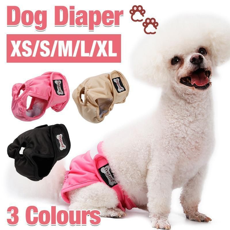 Female Dog Puppy Nappy Diapers Wrap Band Sanitary Pants Underpants XS-XL Black - XL