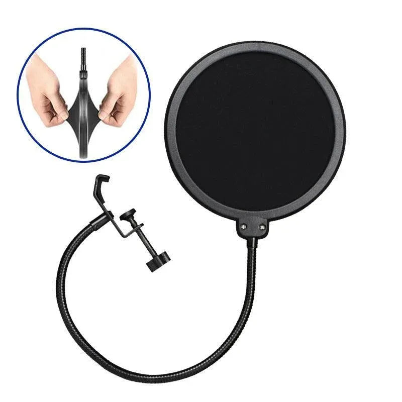 Microphone Suspension Boom Arm Desktop Stand Mic Holder Mount and Pop Filter - Mic Stand with Pop Filter