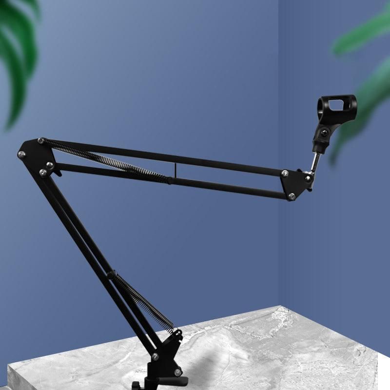 Microphone Suspension Boom Arm Desktop Stand Mic Holder Mount and Pop Filter - Mic Stand with Pop Filter