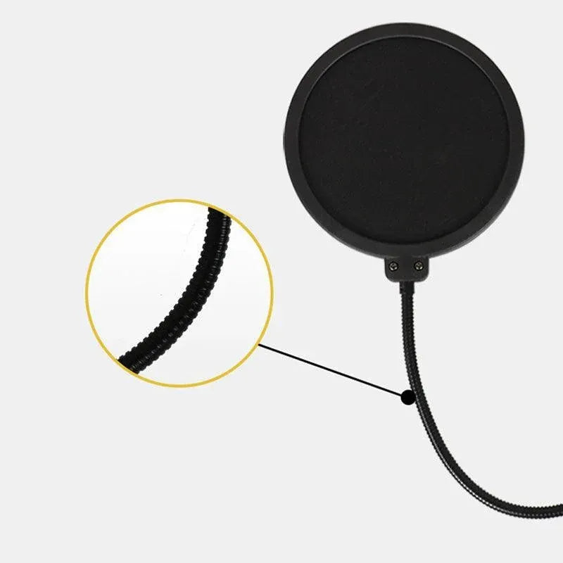 Microphone Suspension Boom Arm Desktop Stand Mic Holder Mount and Pop Filter - Mic Stand with Pop Filter