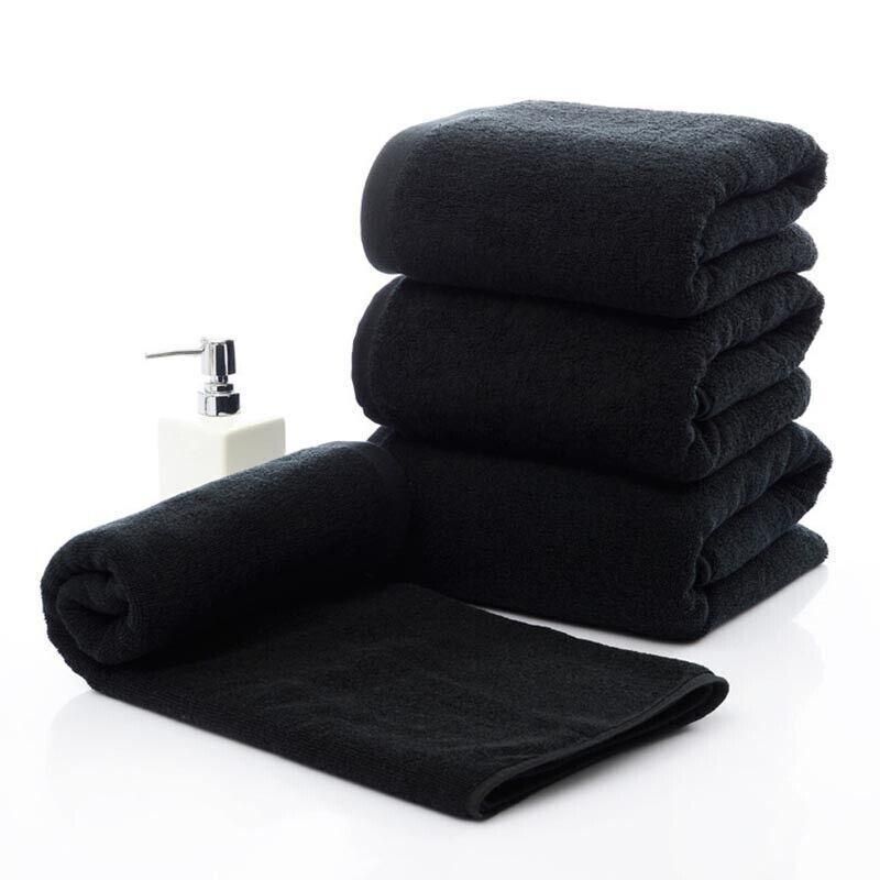 Black Cotton Towel 35x75cm Soft Thick Absorbent Bath Gym Travel Use