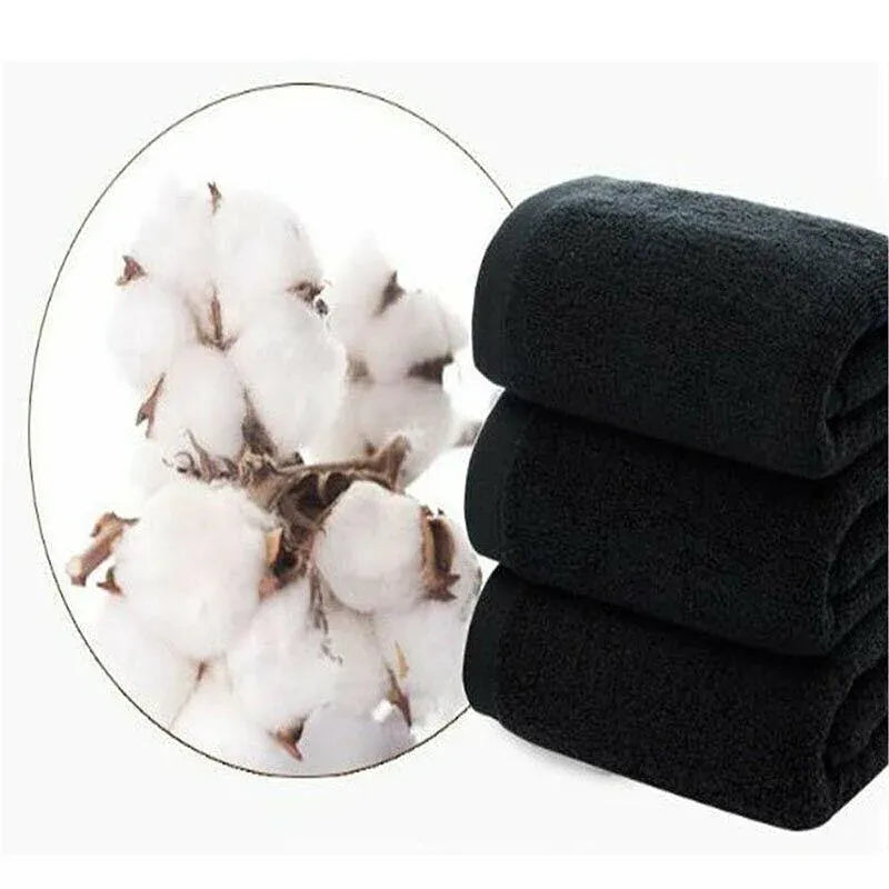 Black Cotton Towel 35x75cm Soft Thick Absorbent Bath Gym Travel Use