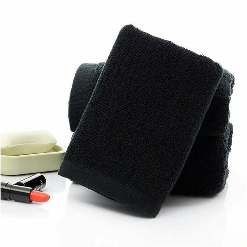 Black Cotton Towel 35x75cm Soft Thick Absorbent Bath Gym Travel Use
