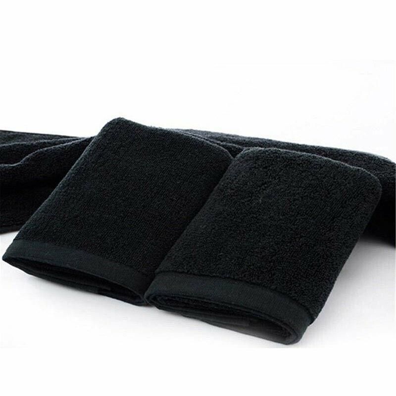 Black Cotton Towel 35x75cm Soft Thick Absorbent Bath Gym Travel Use