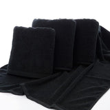 Black Cotton Towel 35x75cm Soft Thick Absorbent Bath Gym Travel Use - Top-Down View
