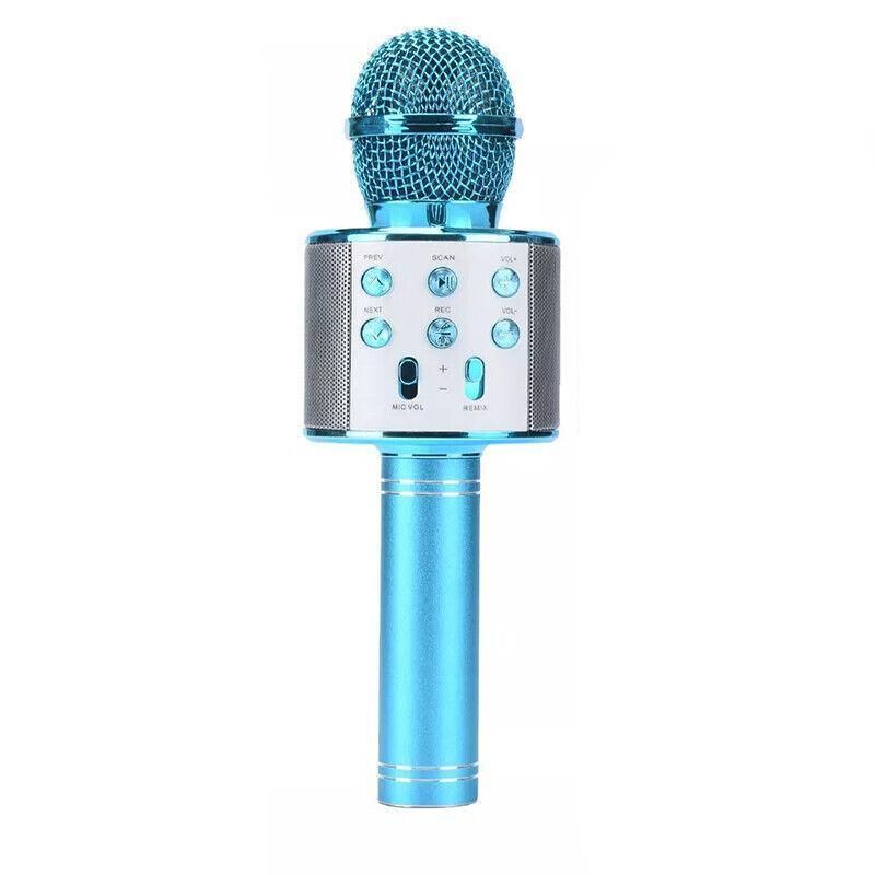 Karaoke Microphone Speaker Wireless Bluetooth Handheld Mic Usb Player Ktv Ws858 - Blue