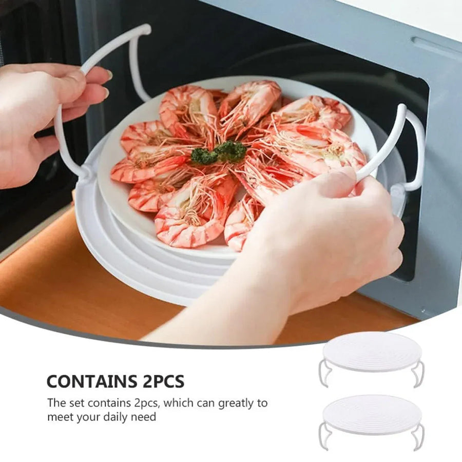 2PCS Kitchen Steaming Rack Multi Layer Tray Microwave Oven Cooking Shelf