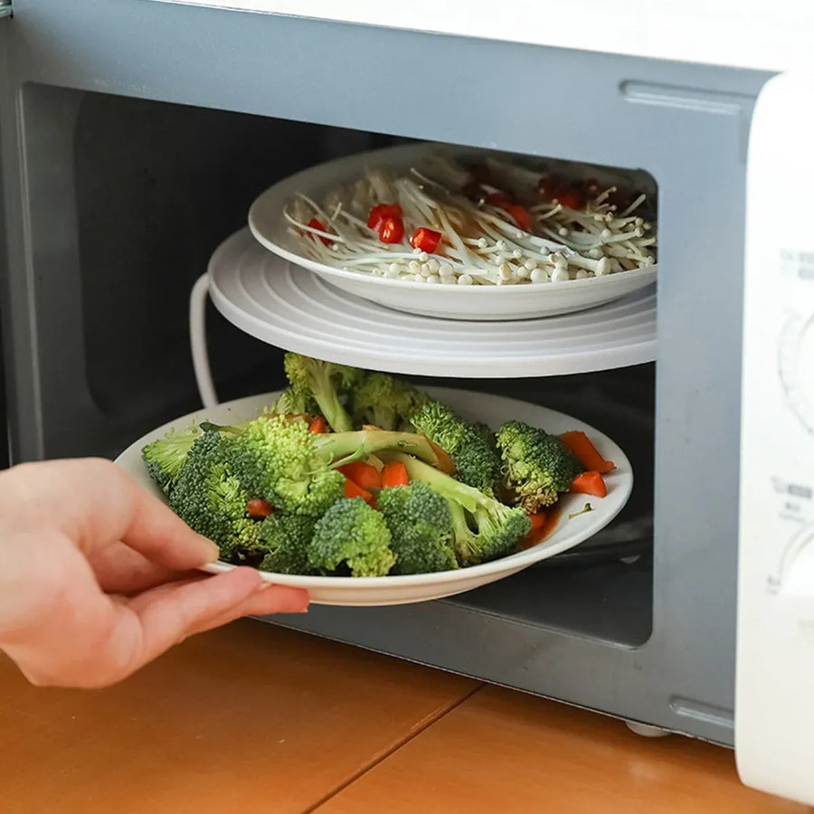 2PCS Kitchen Steaming Rack Multi Layer Tray Microwave Oven Cooking Shelf