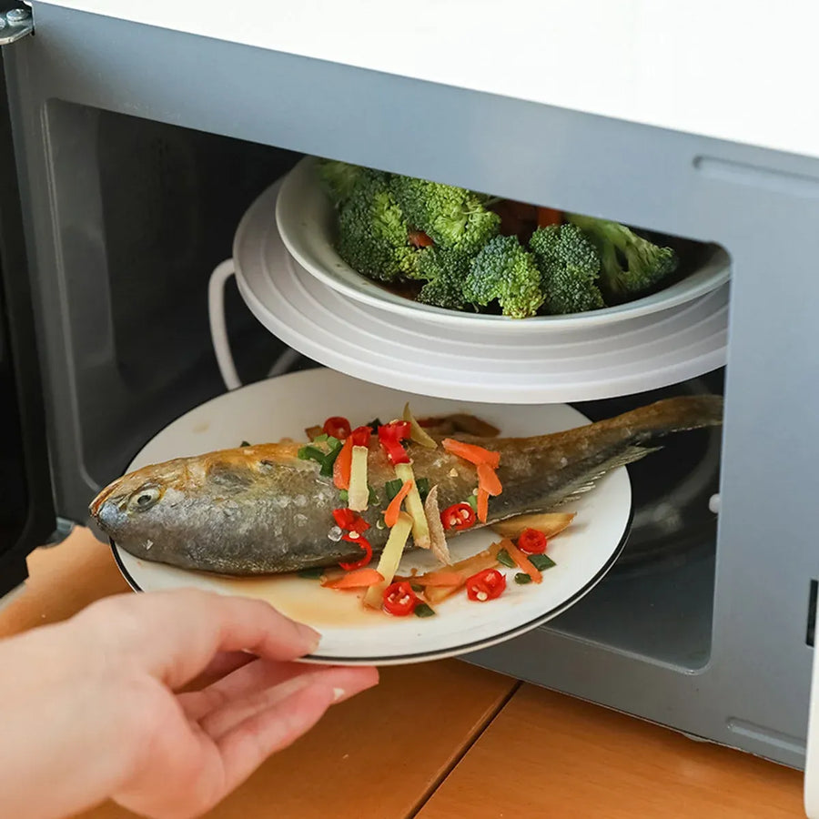 2PCS Kitchen Steaming Rack Multi Layer Tray Microwave Oven Cooking Shelf
