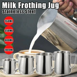 150-1000Ml Stainless Steel Milk Coffee Jug Latte Espresso Frothing Scale Pitcher - 350ML - Front View