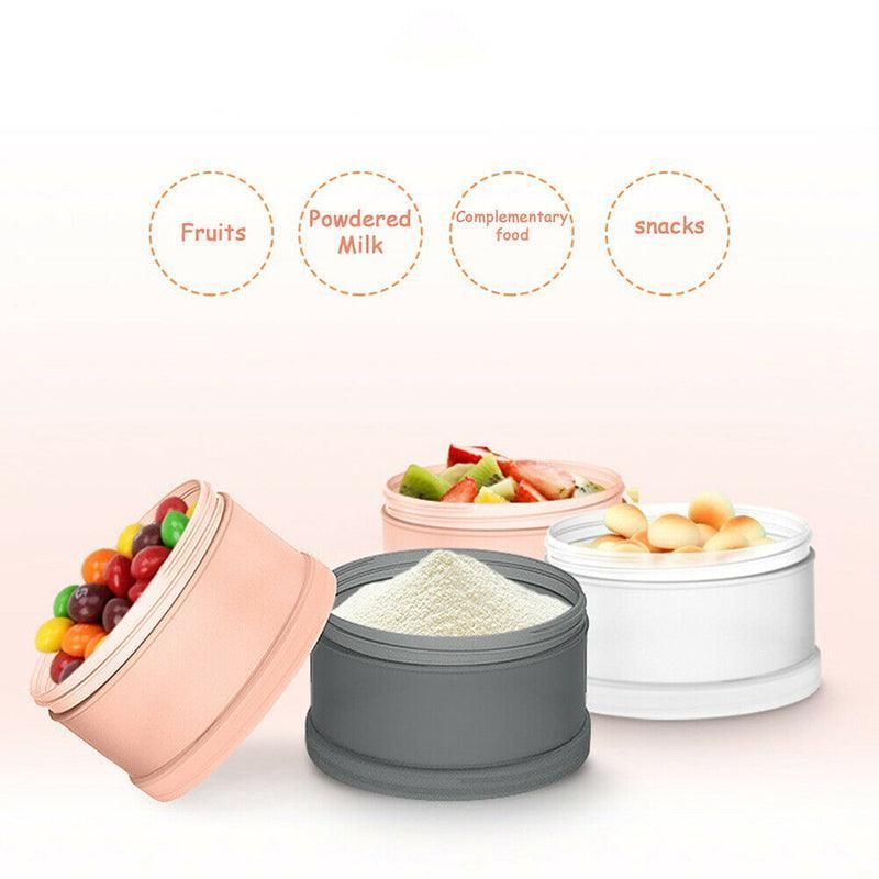 4-Layer Milk Powder Dispenser Bottle Container Food Storage Box Portable Stackable - Pink