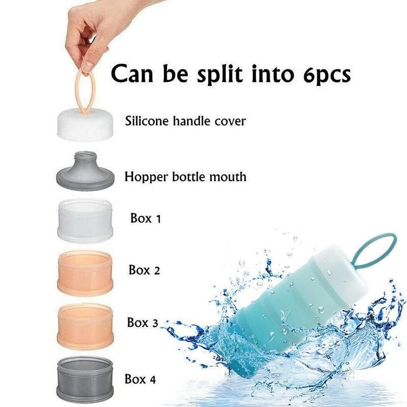 4-Layer Milk Powder Dispenser Bottle Container Food Storage Box Portable Stackable - Pink