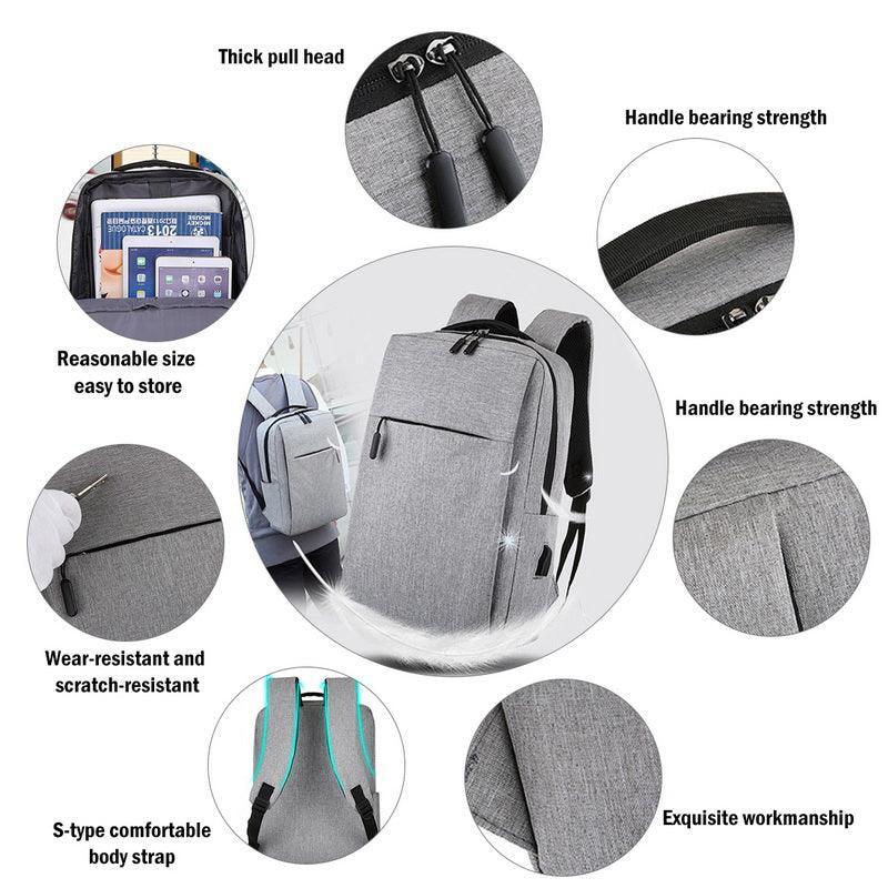 Waterproof Laptop Backpack Bag for Men Women School Travel Business Use - Grey 2 Zipper