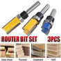 3PCS 1/4inch Shank Flute Flush Trim Router Bit Set Top Bearing Milling Cutter Kit