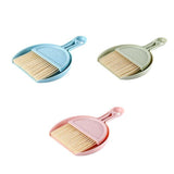 Mini Desktop Sweep Cleaning Brush Keyboard Brush Small Broom Dustpan Set - Blue - Front View